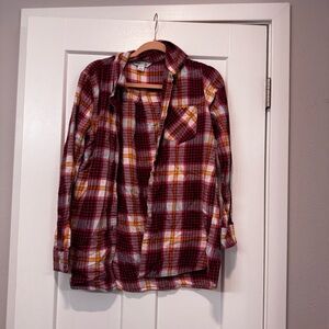 Pink Plaid Button-Up Shirt